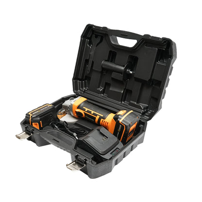 Angle grinder 550W, with a 21V/4Ah battery. 3 speed levels 4500/5500/7000 rpm. disc diameter 115mm.