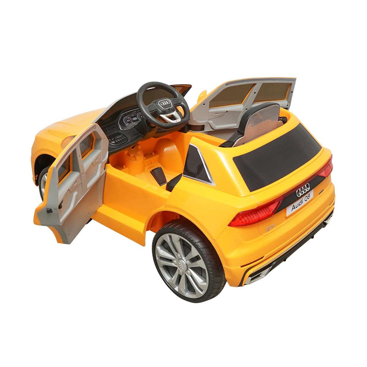 6V/7Ah battery-powered electric car with remote control for kids JJ2066 yellow Audi Q8 with leather seat