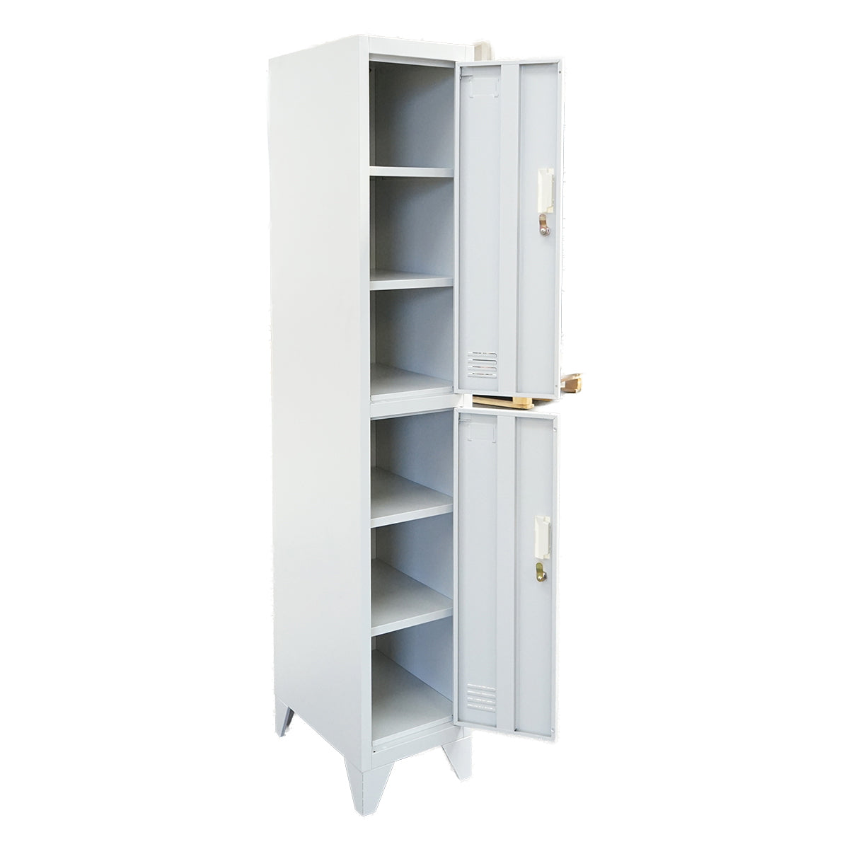 Double metal wardrobe cabinet type locker with 2 secured doors 1850x380x450mm, grey Breckner Germany