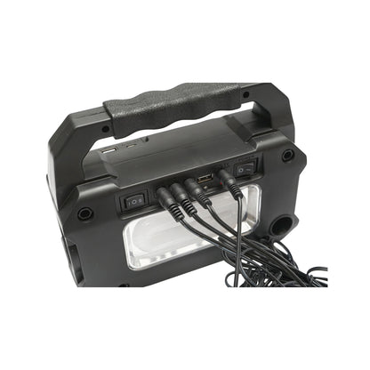 Portable LED lighting kit with 3 bulbs/projector, solar panel, FM radio and 4500 mAh battery for fishing camping GD-8081FM