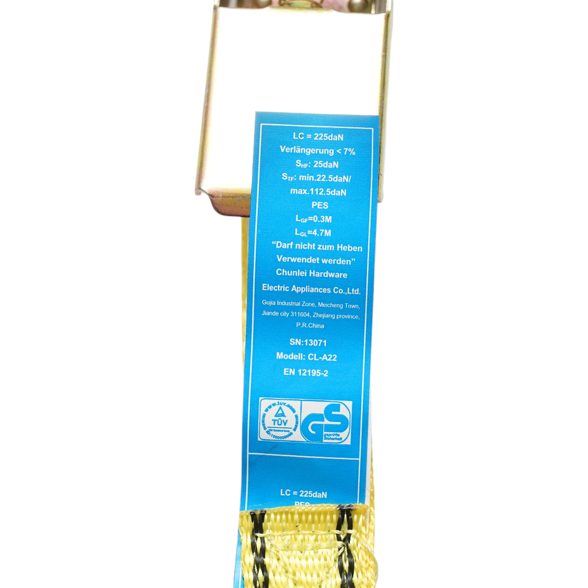 Cargo anchoring strap 5m x 25mm 225Kg (simple ratchet) Crownman