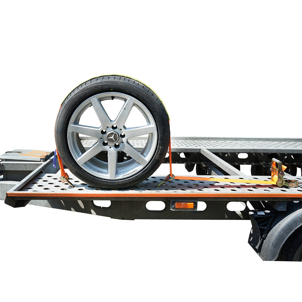 Car wheel anchoring strap 2.5m, hooks and ratchet Breckner Germany