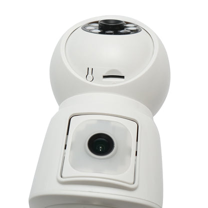 Smart bulb surveillance camera with dual lens 4 MP, 360-degree rotating PTZ, 2.4GHz WIFI, E27 bulb type with motion sensor and iCSee application
