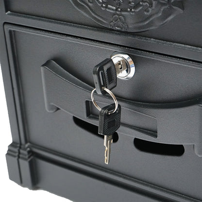 Everest mailbox, anthracite black 410X260X90mm with 2 keys and mounting accessories