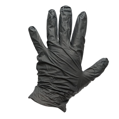 Black nitrile gloves, powder-free, with textured fingers, size M, 100 pcs/box