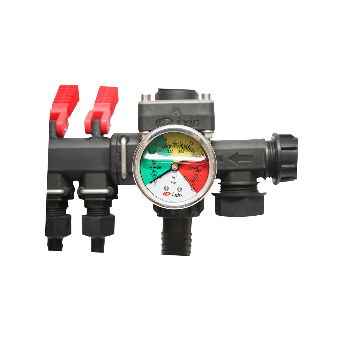 Distributor with 4 outlets and glycerin manometer for herbicide sprayer (compatible with Polish model)