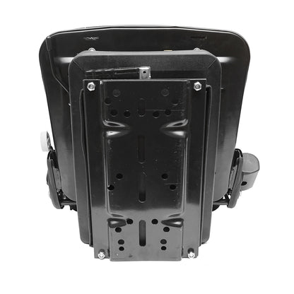 Black adjustable tractor seat with armrest, headrest, seatbelt, and mechanical suspension, seat width 455mm
