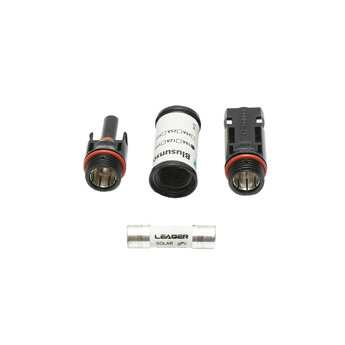 MC4 connector with 10x38mm fuse, 15A, 1000V DC for photovoltaic solar systems IP67 Leader
