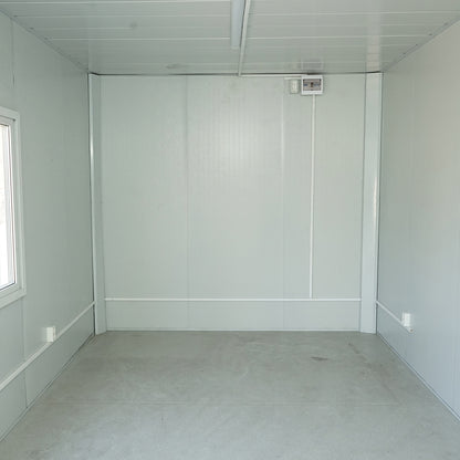 Container house type 600x300x290cm with 2 windows, simple door and electrical installation