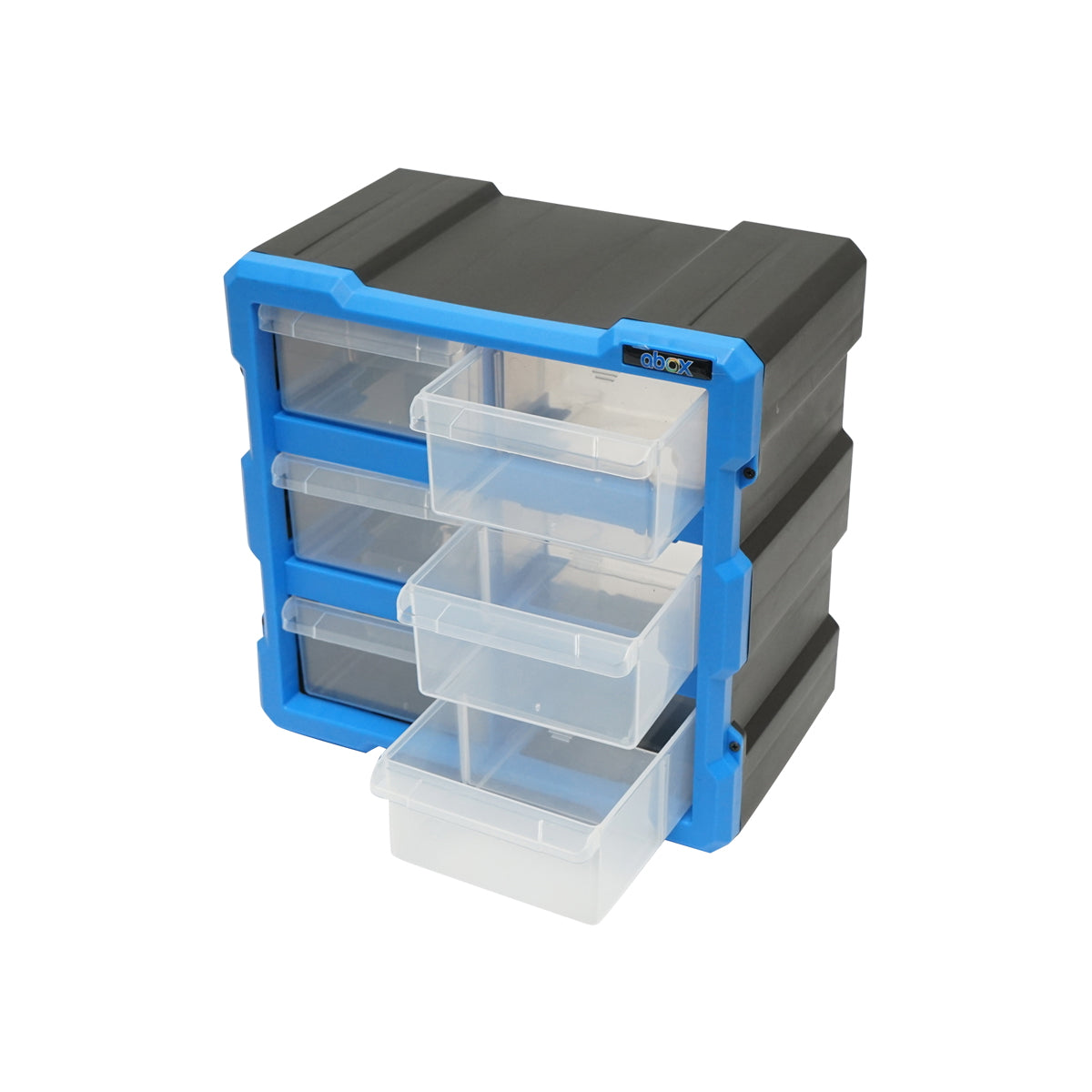Modular blue plastic storage box, 6 drawers 267x157x262mm Breckner Germany