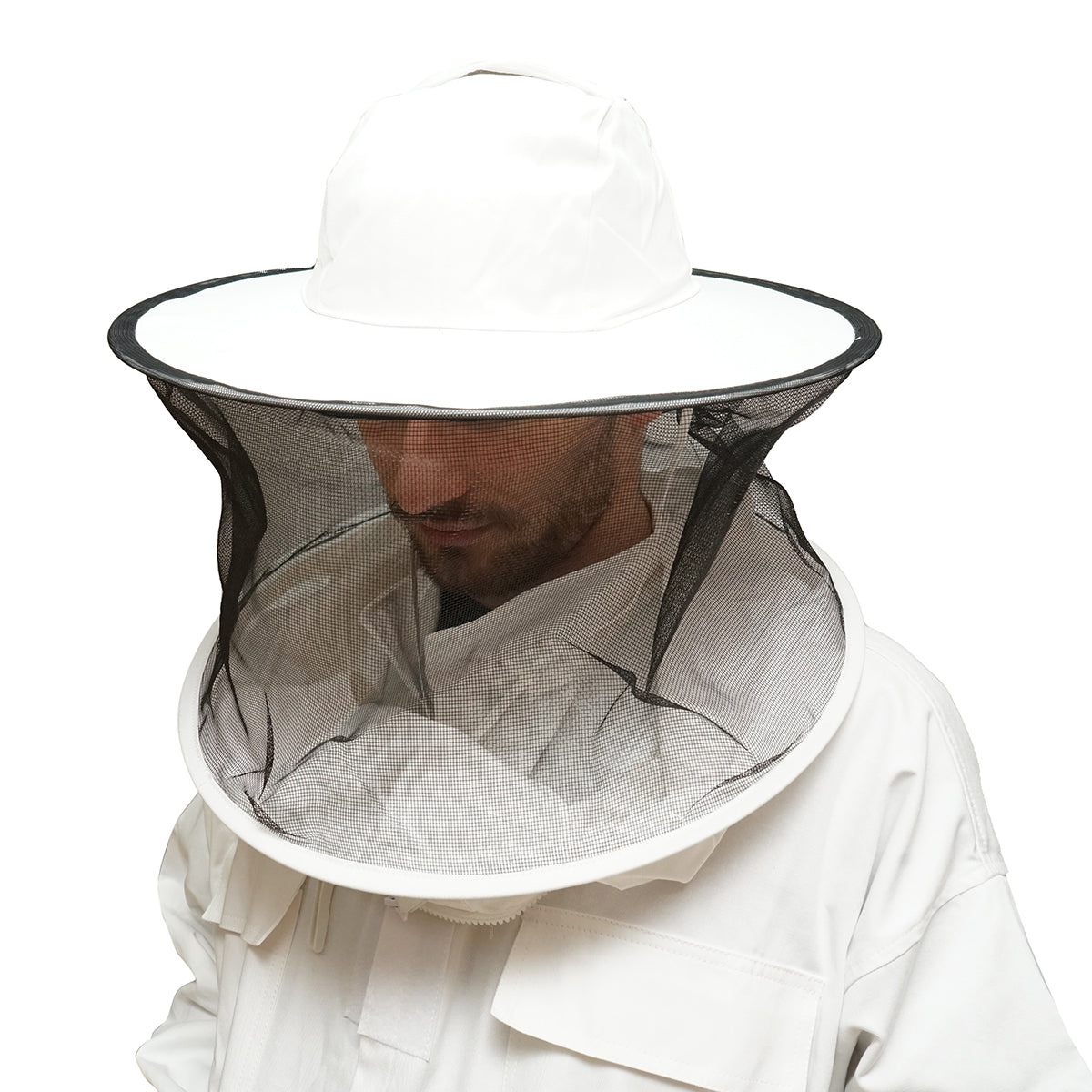 White beekeeping shirt with protective mask size L