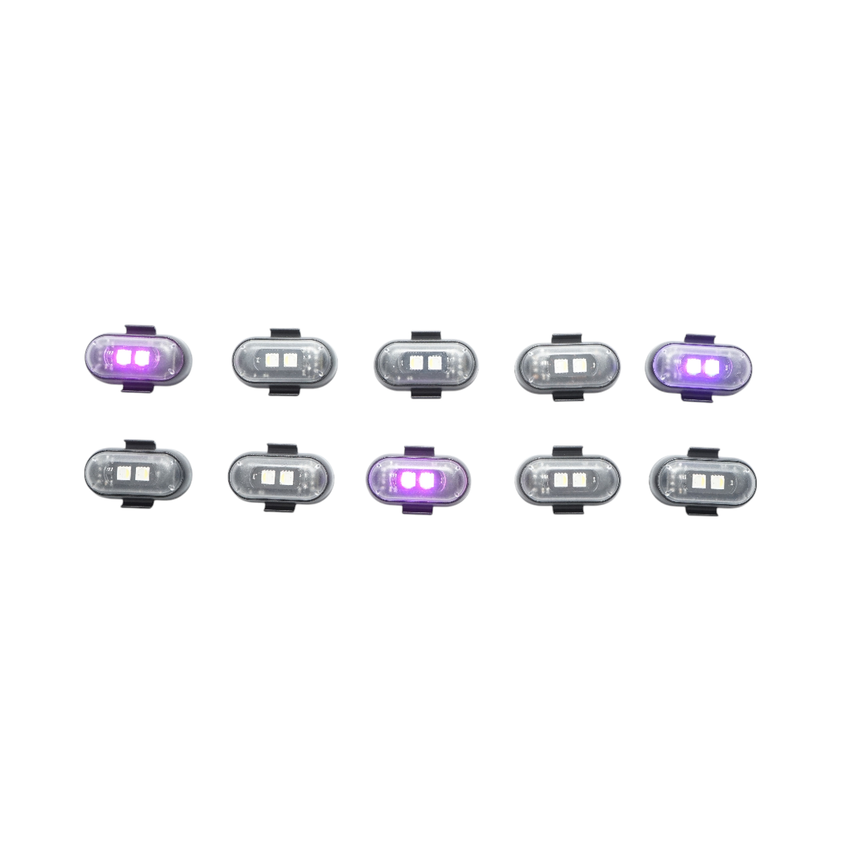 Set of 10 RGB strobe LED lights with remote control, 10 modes, 8 colors, 110mAh rechargeable lithium battery USB-C IP65