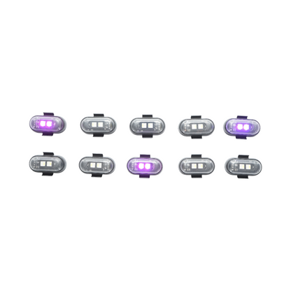 Set of 10 RGB strobe LED lights with remote control, 10 modes, 8 colors, 110mAh rechargeable lithium battery USB-C IP65
