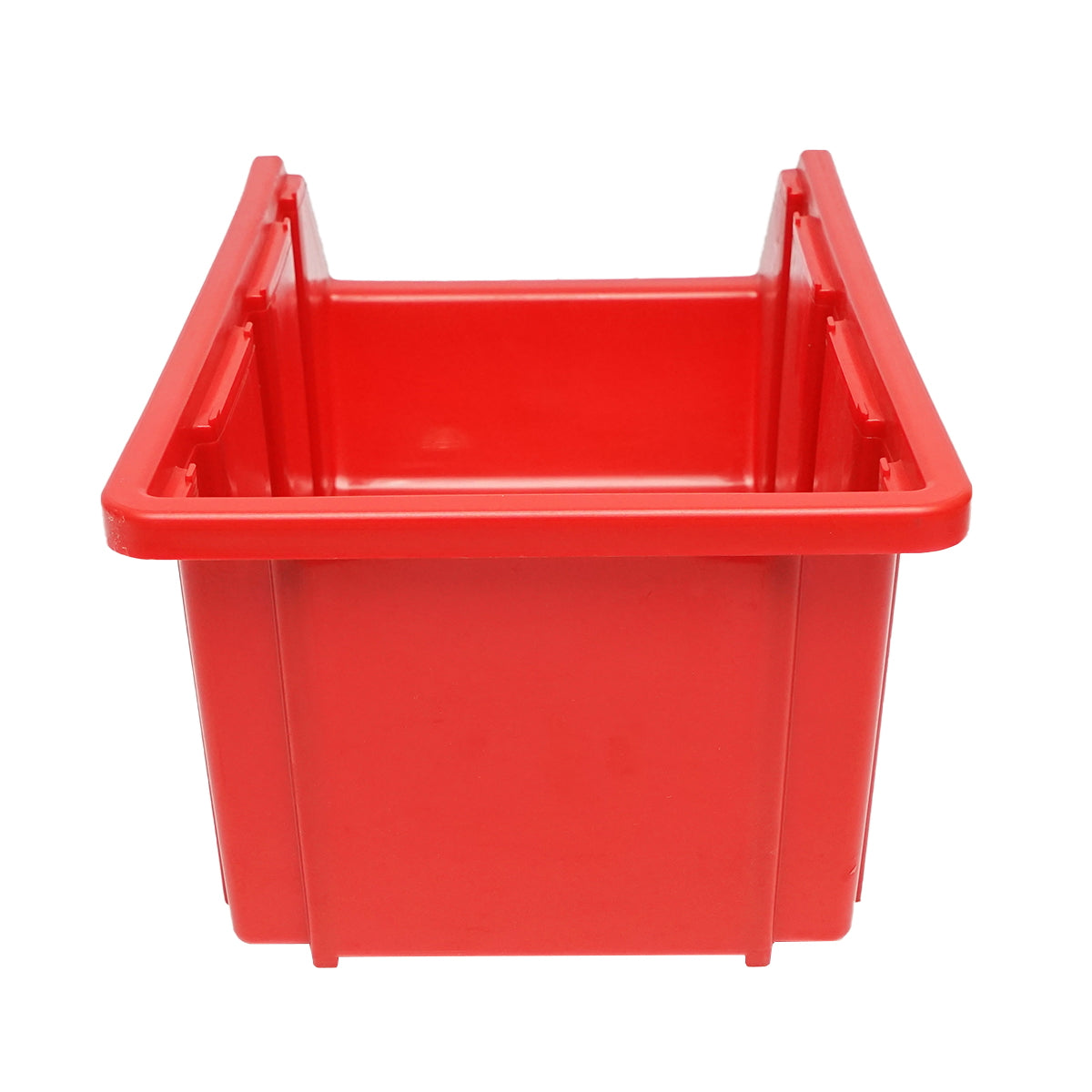 Red plastic storage box 175x317x148mm