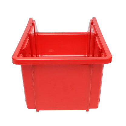 Red plastic storage box 175x317x148mm
