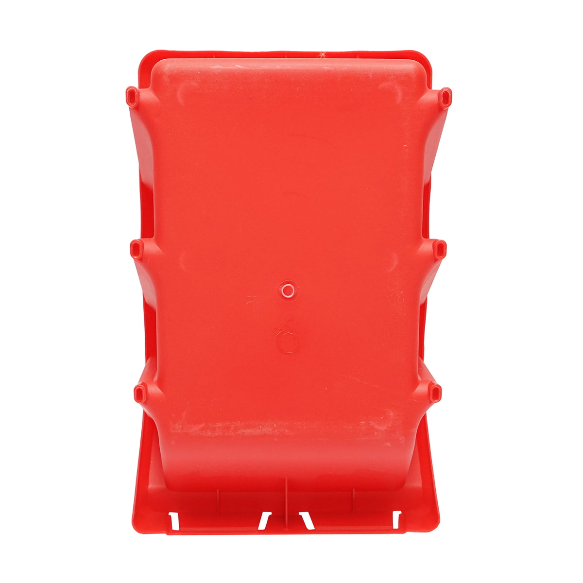 Red plastic storage box 420x265x175mm