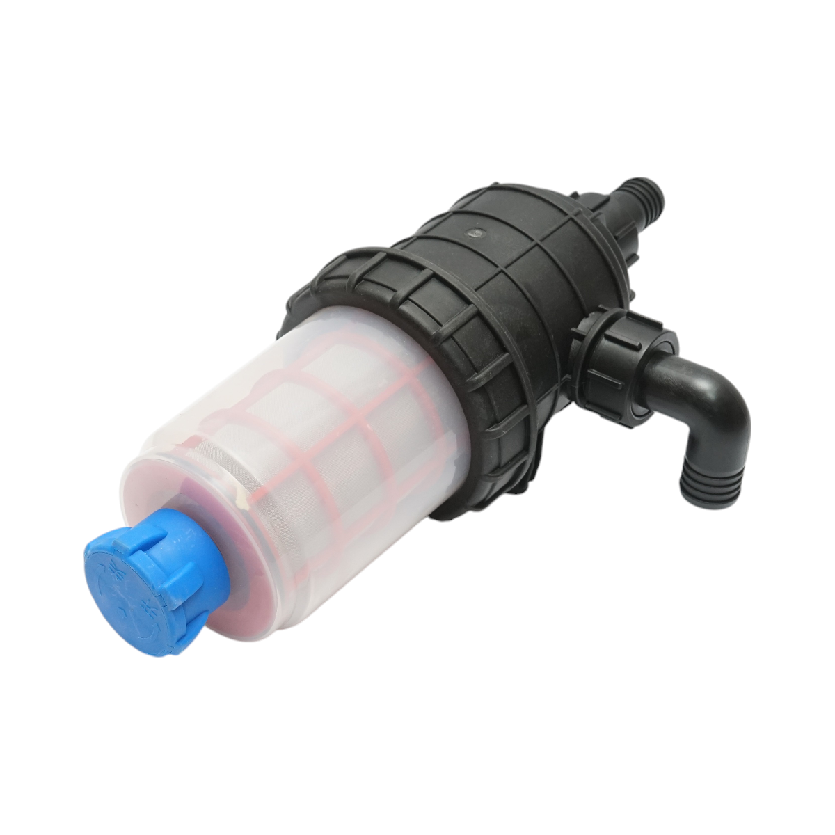 Transparent herbicide filter with 2 screens and self-cleaning valve, connection 32mm