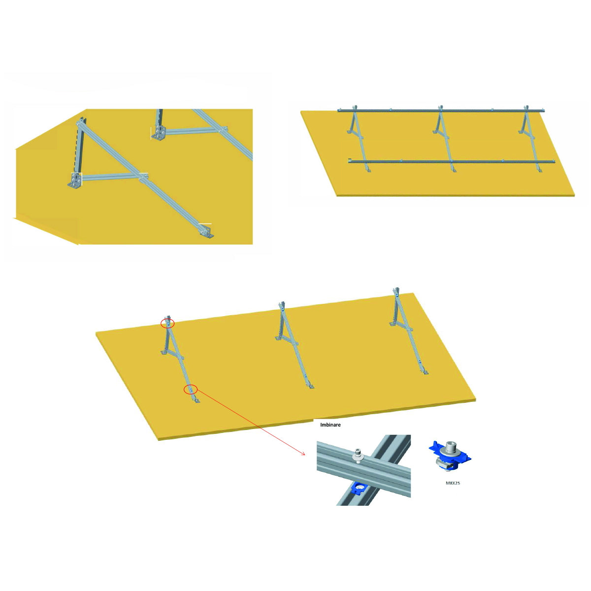 Complete mounting system on concrete for 4 photovoltaic solar panels with a 20-degree angle Breckner Germany
