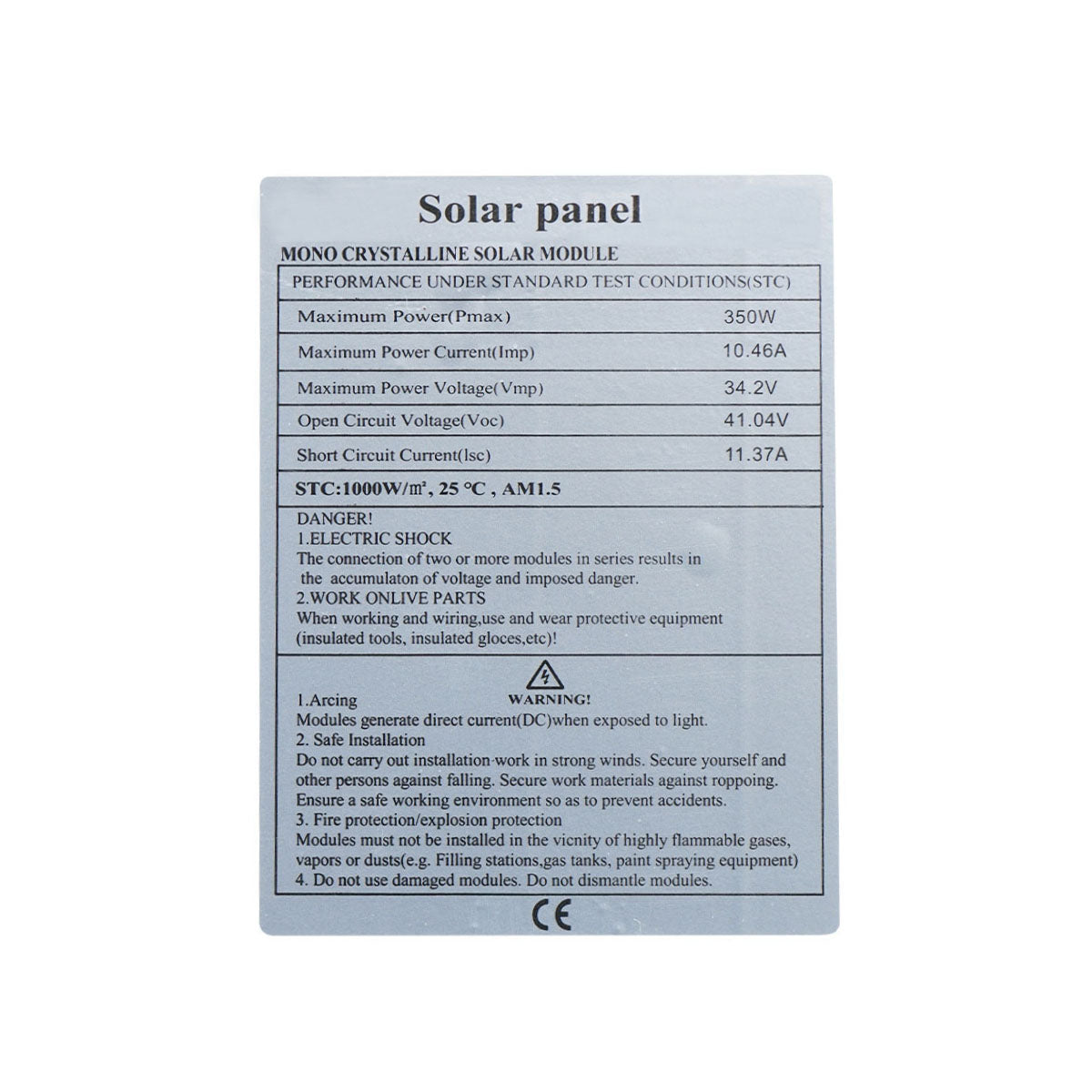 350W monocrystalline solar panel, 1540x1134x35mm
