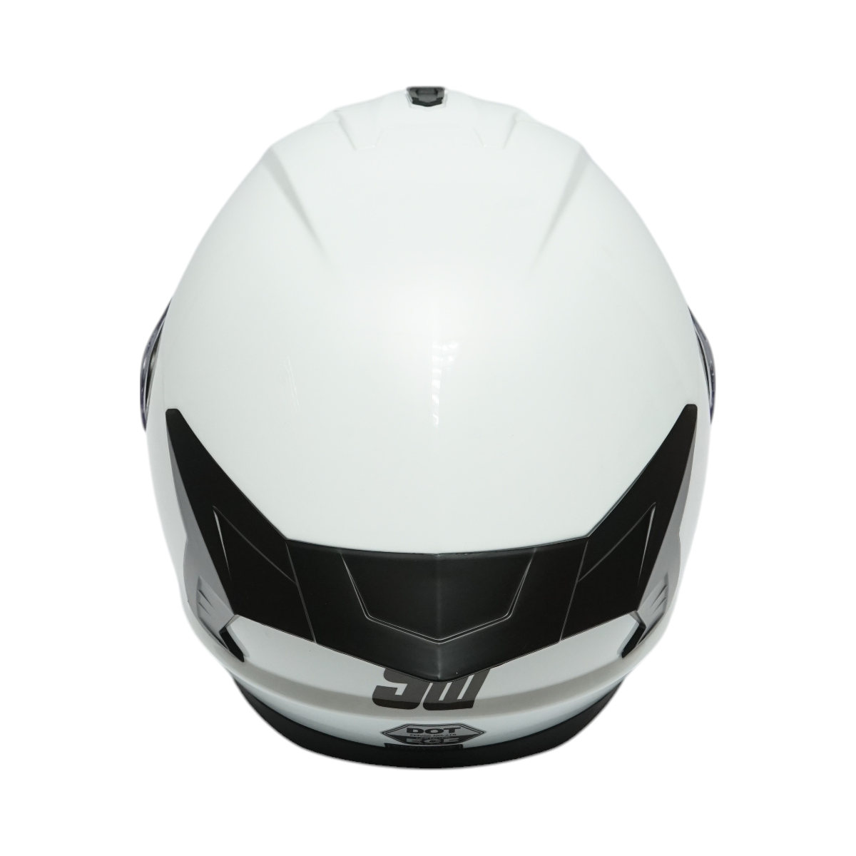 White full-face motorcycle helmet with clear visor, size XL Grit