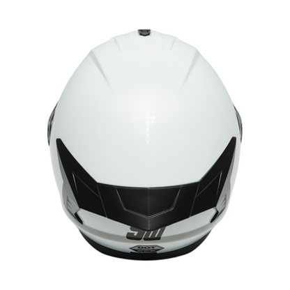 White full-face motorcycle helmet with clear visor, size XL Grit