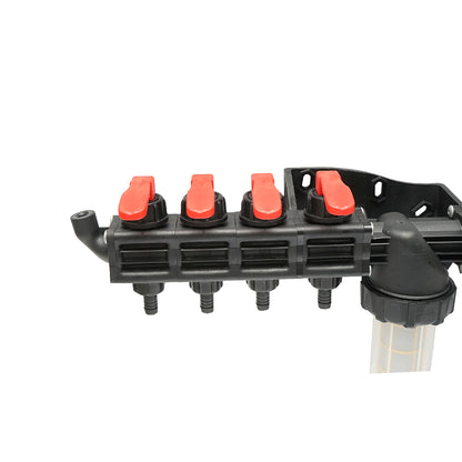 Distributor with 4 outlets and filter (Heavy Filter) for herbicide applicator.