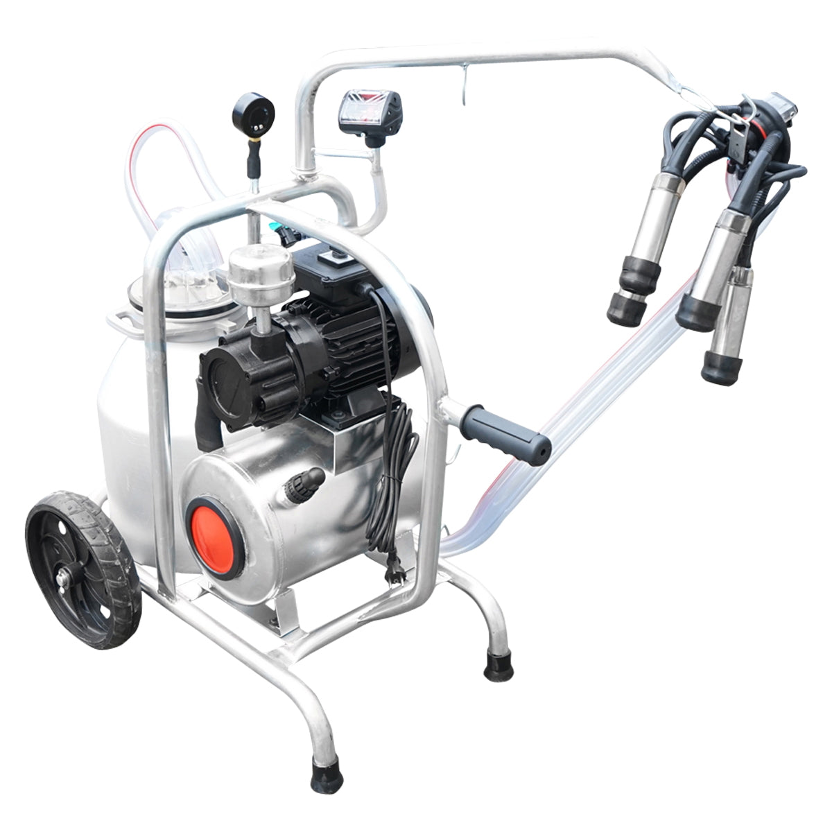 Cow milking machine with 160cc collector group, galvanized chassis, 30L aluminum tank, 1 station Breckner Germany