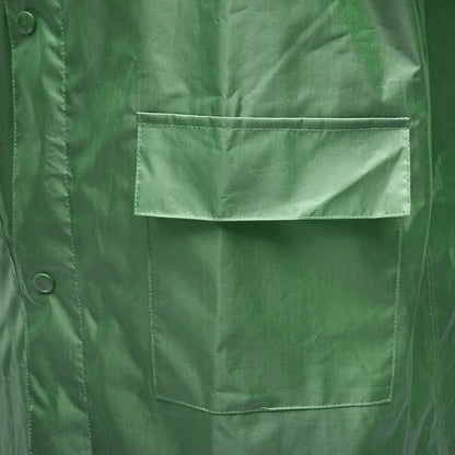 XL waterproof hooded poncho made of polyester with PVC membrane, ventilation slots, 2 pockets, and green zipper Breckner Germany