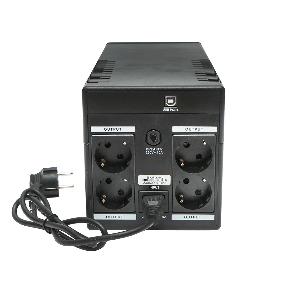 UPS 1500VA/900W with 2x9Ah batteries and 4 schuko sockets, LCD, USB, AVR Breckner Germany