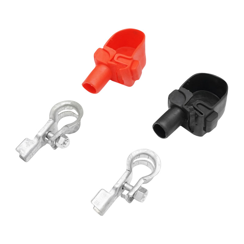 Battery terminal set with clamp and red and black rubber protection Breckner Germany