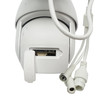 8 MP surveillance camera, WIFI 2.4GHz, 360-degree PTZ rotation with motion sensor, alarm, human detection, night vision, and IPC360 Home application.