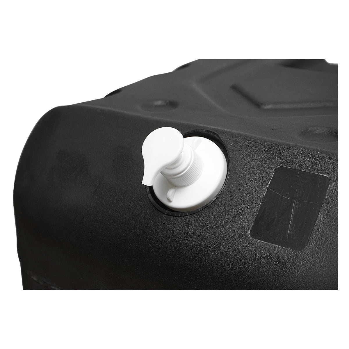 50L water tank with tap and 250ml soap dispenser. black plastic 420x440x400 mm