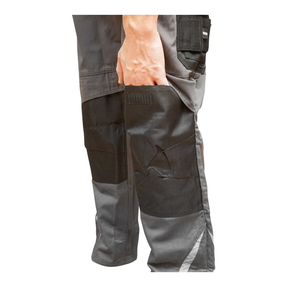 Work pants, polyester with cotton, gray with black, L Breckner Germany