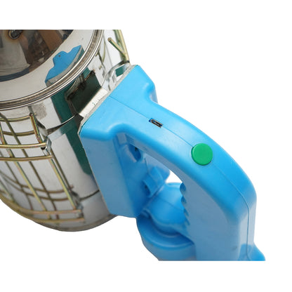 Stainless steel electric bee smoker with thermal shield cylinder, USB charging 190mm