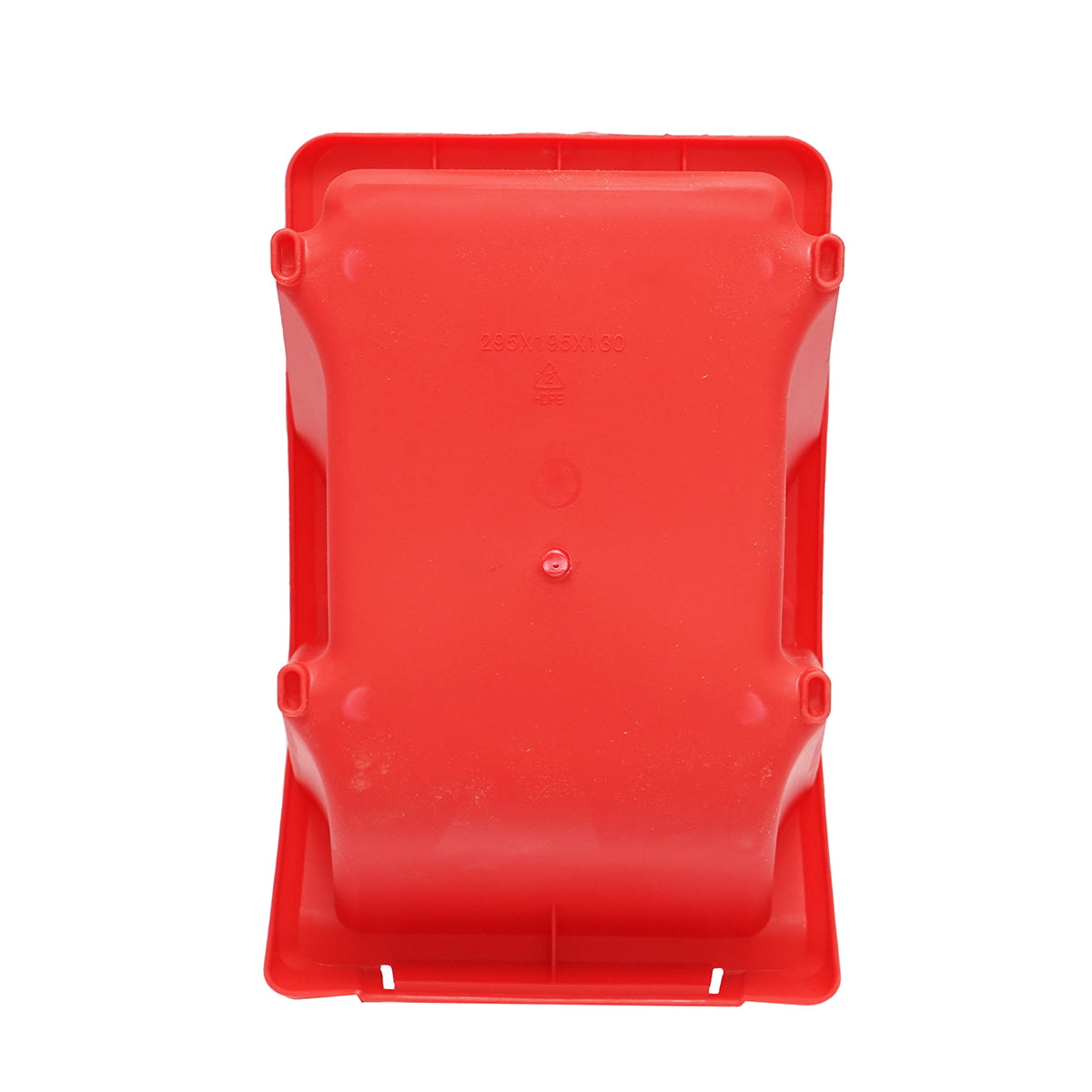 Red plastic storage box 295x195x130mm