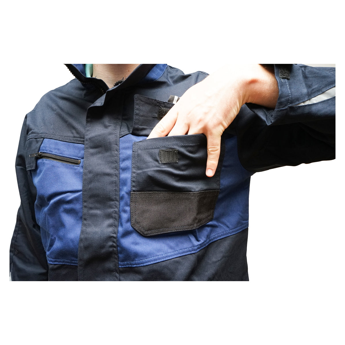 Navy blue polyester cotton work jacket S Breckner Germany