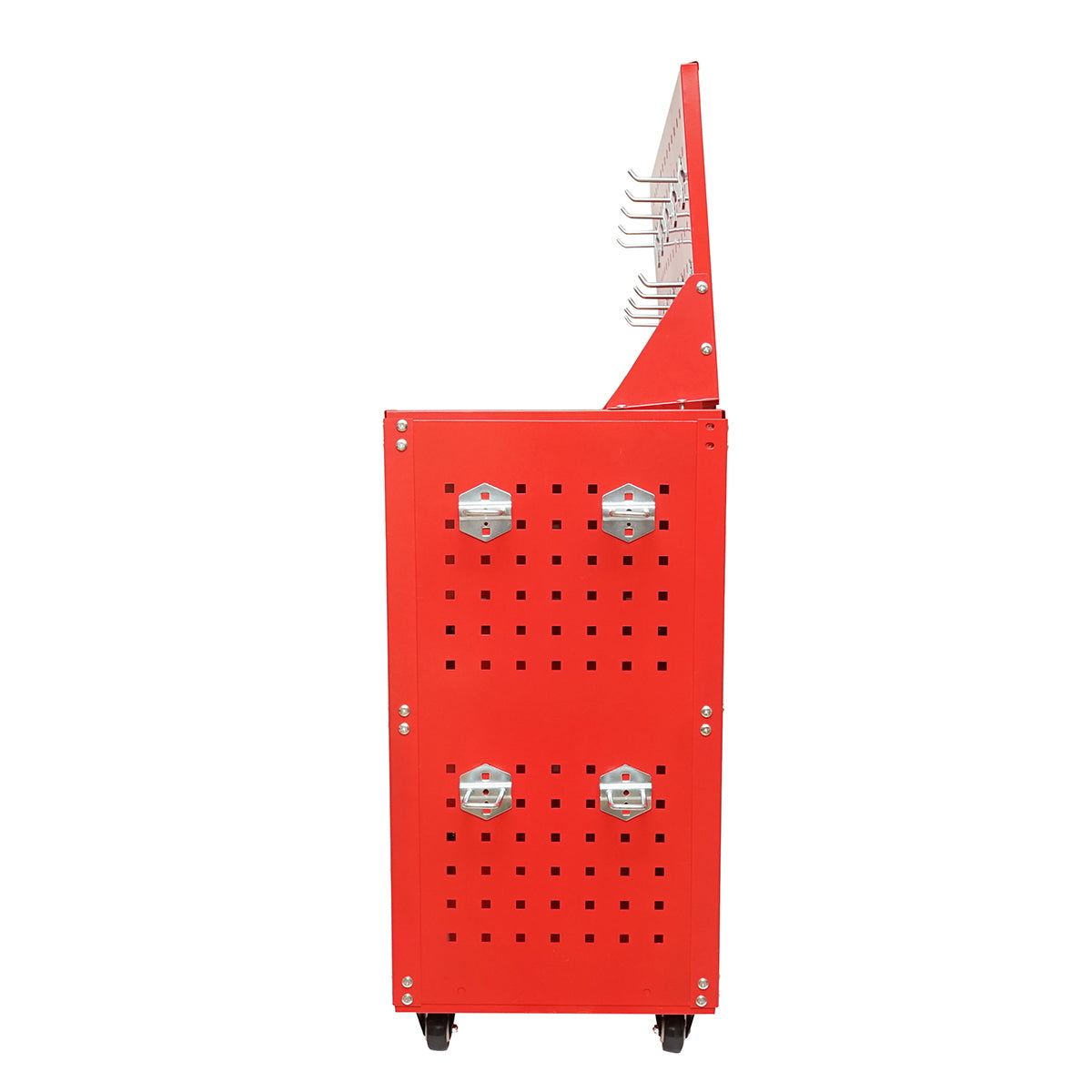 Metal cart on wheels with 3 shelves and panel with tool supports 660x360x1080mm