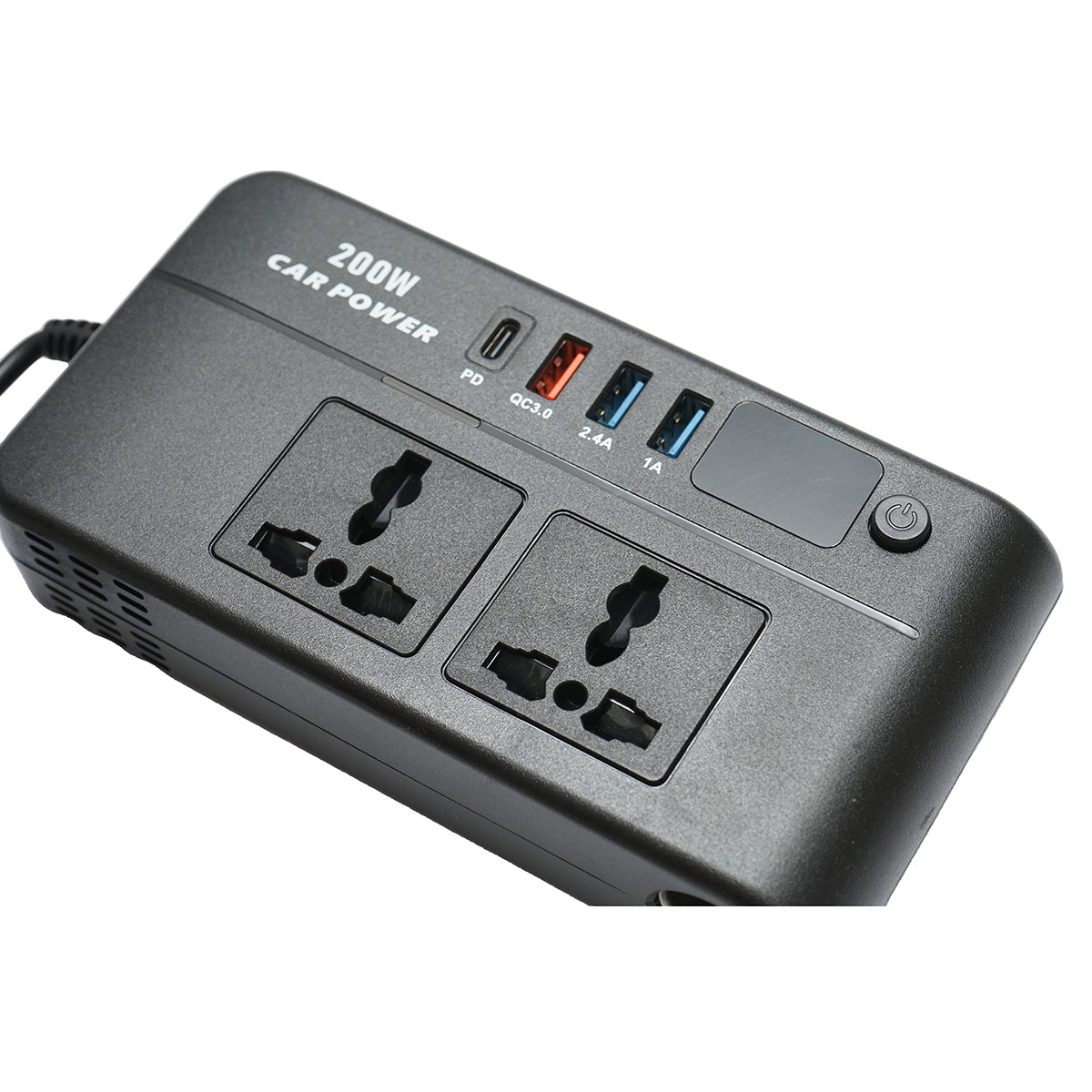 12V-220V 200W inverter, modified sine wave, USB port, USB-C, dual AC output