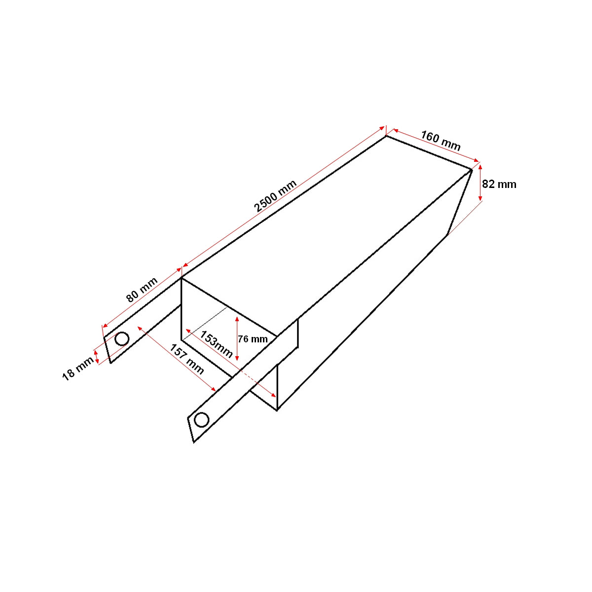 Extension blades 2.5m for forklift 3 Tons