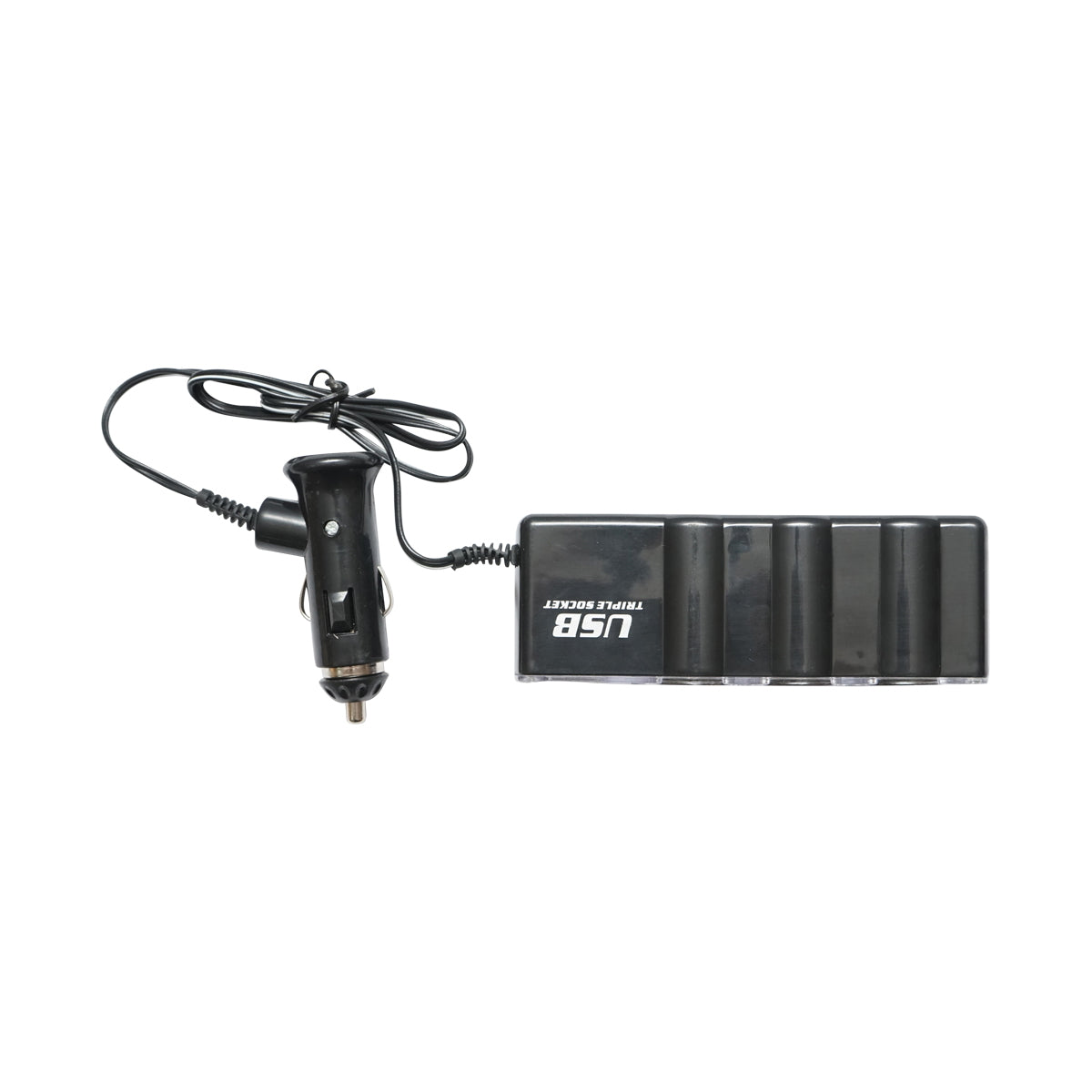 Triple adapter for lighter and 1 USB port with 1m cable
