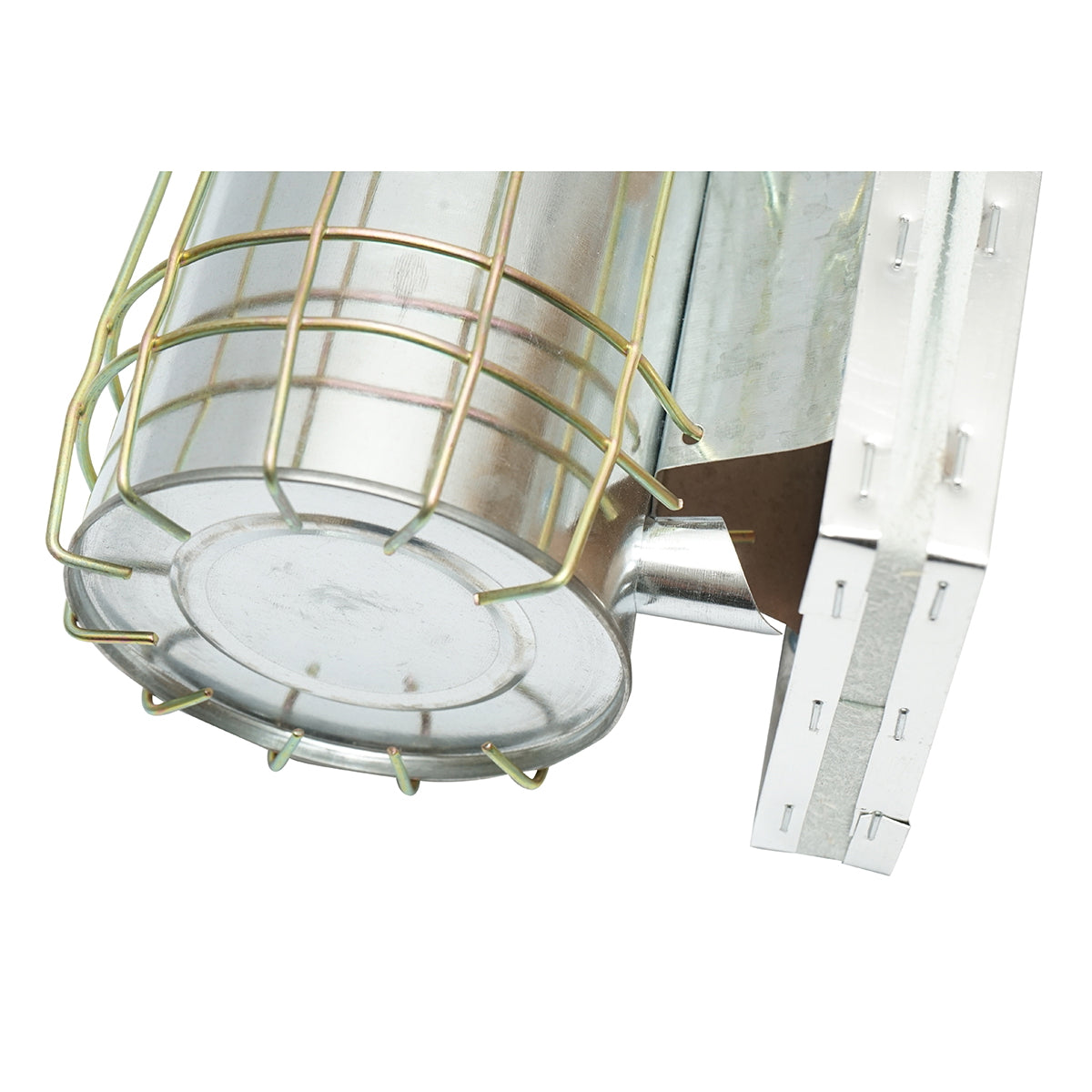 Bee smoker made of galvanized steel with a thermal shield cylinder and leather bellows 190mm