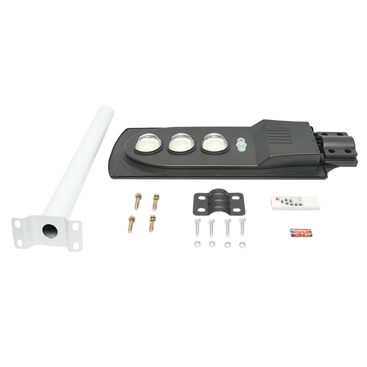 LED solar street light 150W, 6500K, IP65 with solar panel, motion sensor and pole mounting Breckner Germany