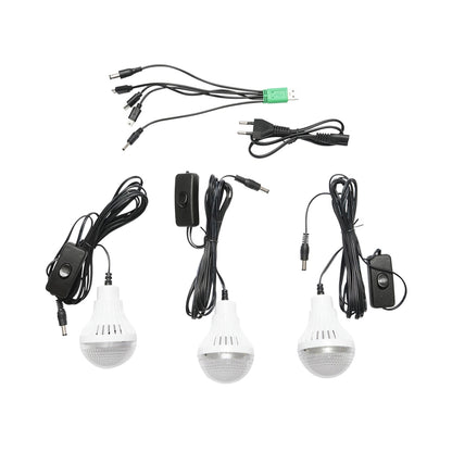 Portable LED lighting kit with 3 bulbs/projector, solar panel and 6V, 4.5Ah battery for fishing camping GD-7COB