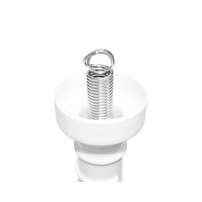 White gate handle with hook and electric fence arc Mezofarm