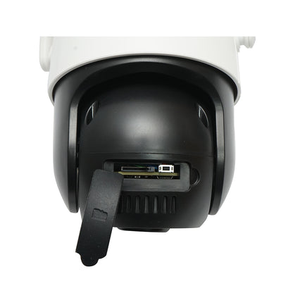 6 MP dual lens surveillance camera, P2P WIFI 2.4GHz, 360 degree PTZ rotation with motion sensor, siren, human detection, and iCSee app
