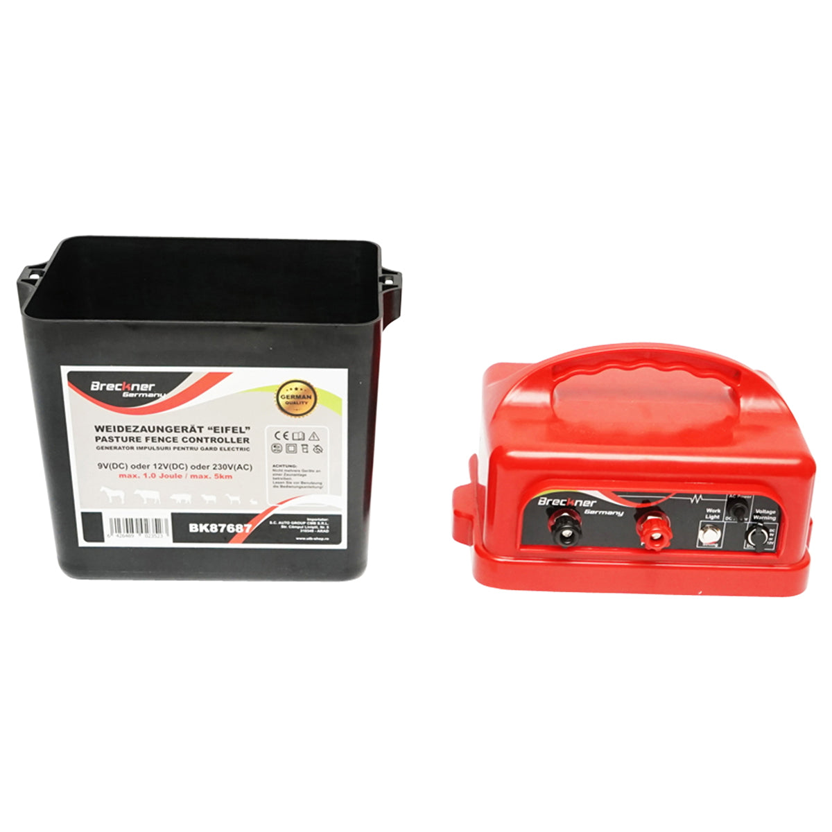 Impulse generator device 9-12V or 220V, 1 Joule, 5km for electric fence Breckner Germany