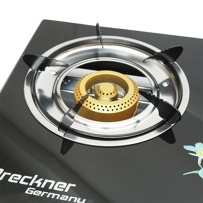 Gas stove, 2-burner cast iron cooktop 2.5KW, tempered glass 700x380x94mm Breckner Germany