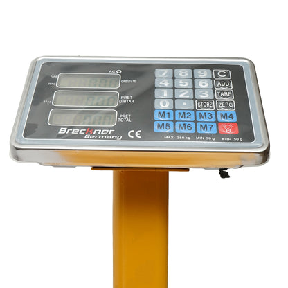 Electronic platform floor scale 350 Kg with foldable arm, LCD screen Breckner Germany