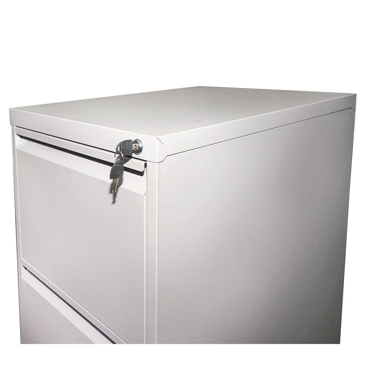 Metal locker cabinet 1340x460x620mm with 4 secured drawers, gray Breckner Germany
