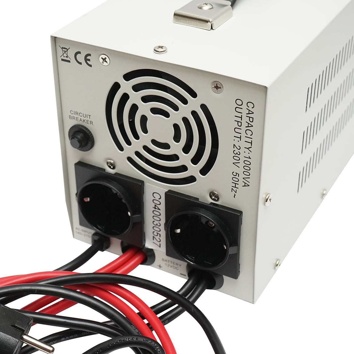 UPS with inverter for heating central 700W/1000VA, pure sine wave 12V/230V, 2 schuko sockets, LCD display, AVR Breckner Germany